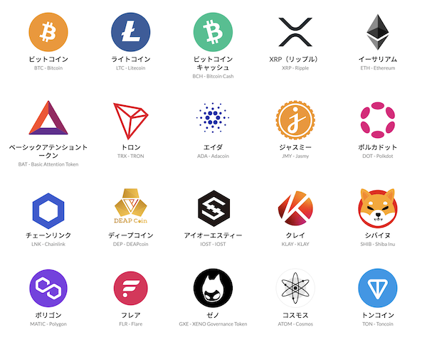 ビットポイントの取り扱い銘柄